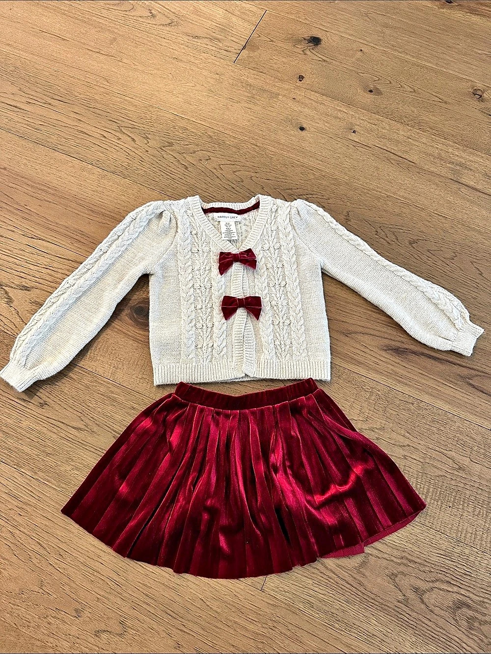 5T Cable Knit/velvet holiday photos/events Matching Set